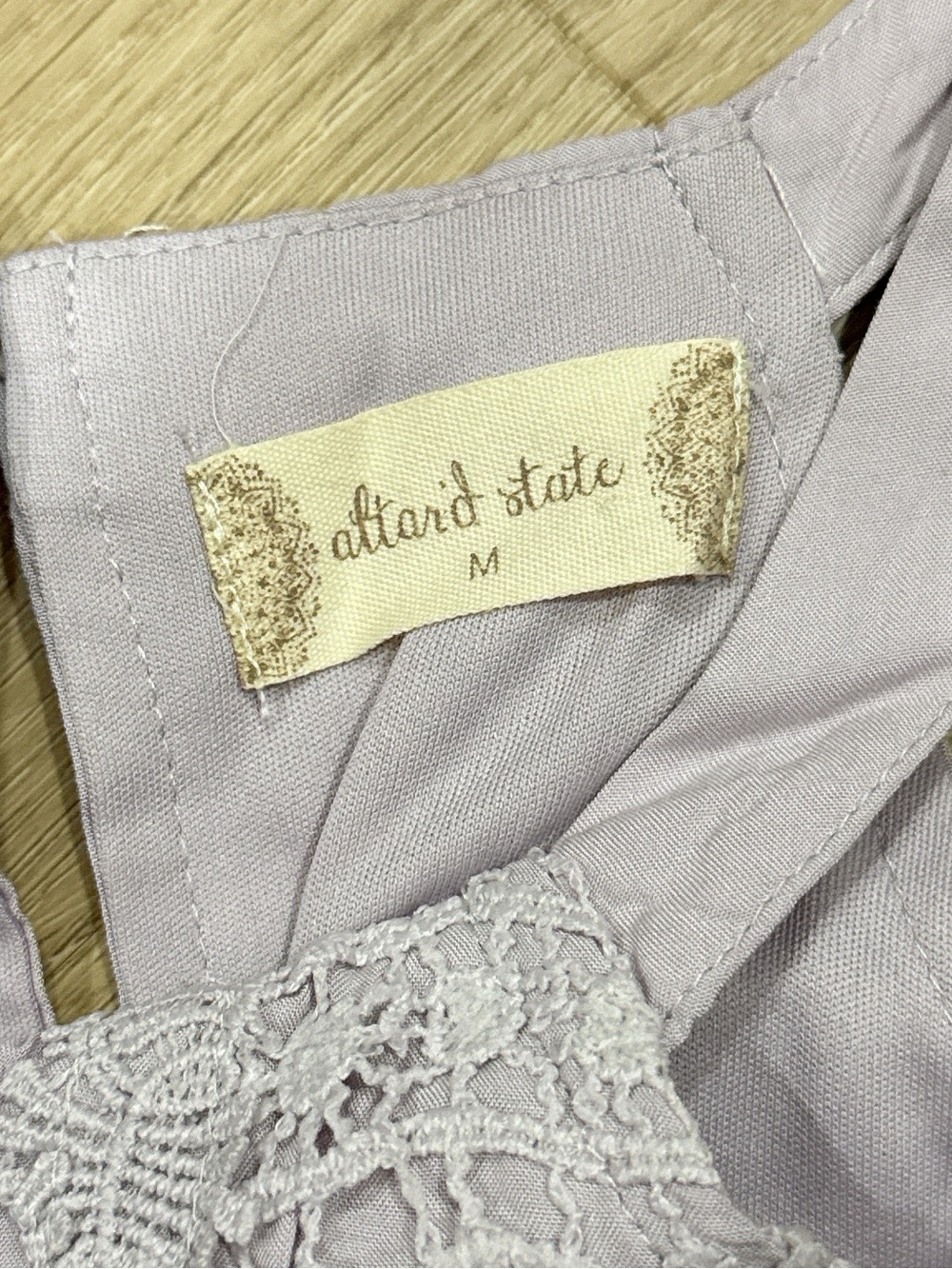Altar'd State Light Lavender Halter Maxi Dress with Lace Insets - Picture 4 of 4